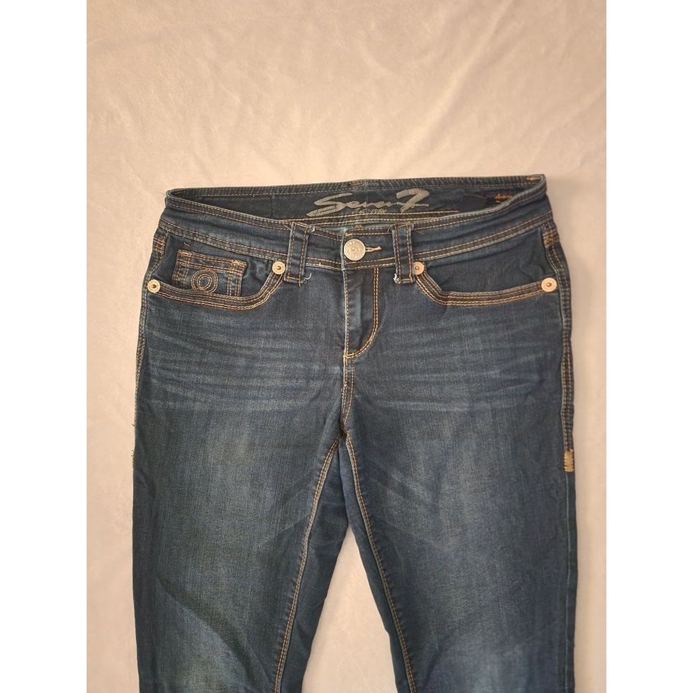 Seven7 Women's Dark Wash Mid Rise Cotton-Blend Skinny Jeans Size 10 - Picture 5 of 14